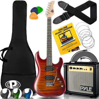Electric Guitar Kit 39 Full Size Humbucker Pickups Amp Legacy Red Pyle Guitarra