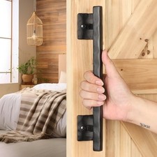 Rustic Barn Door Handles for Sliding Door, 12" Barn Door Handle - Matte Black