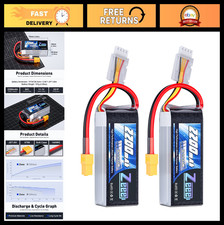 2200mAh 11.1V 50C Lipo Battery Shorty Pack XT60 Plug for RC Cars Drones Boats 2
