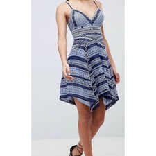 Ever New Linear Handkerchief Mini Dress Women 2 Blue Coquette Party Nautical