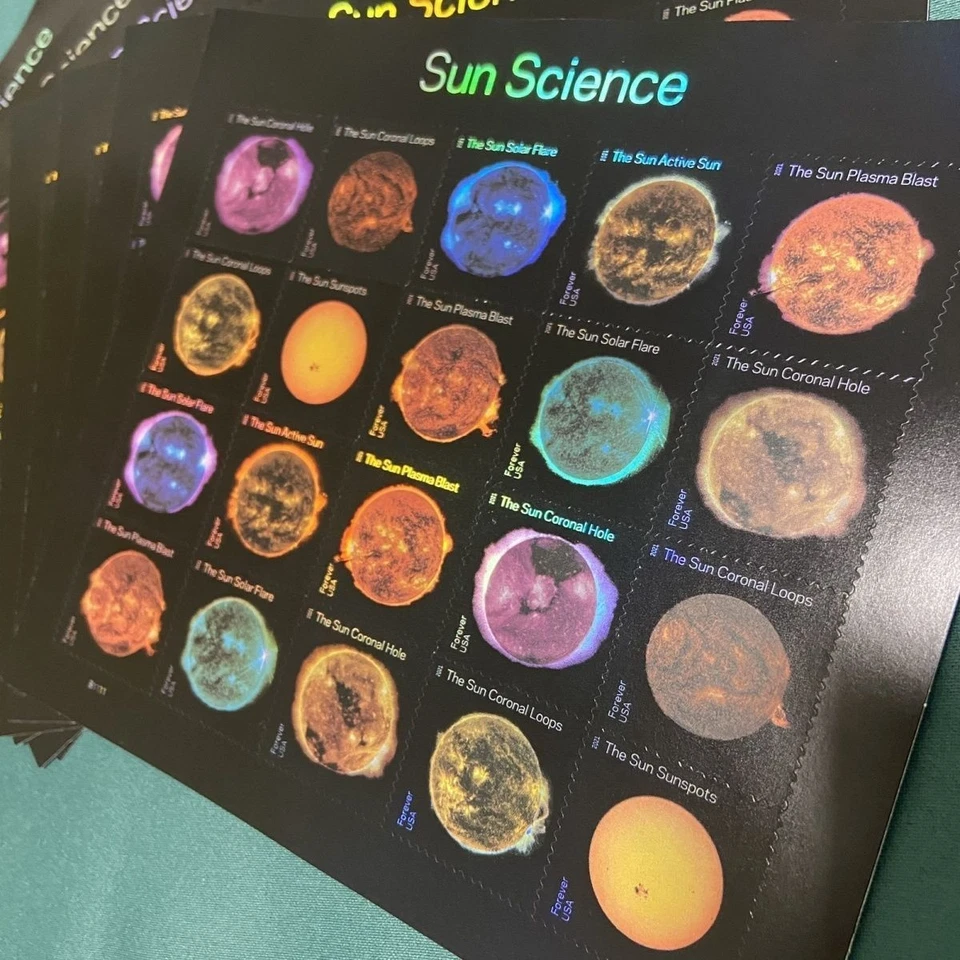 Auténtico sello USPS USA FOREVER Sun Science 5 hojas de 20, sellos coleccionables Foto 2 de 3