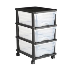50L 3-Drawer Rolling Storage Cart