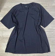 NEW Men’s 4XL Tall Lands End Swim Shirt Short Sleeve Navy Blue Rash Guard