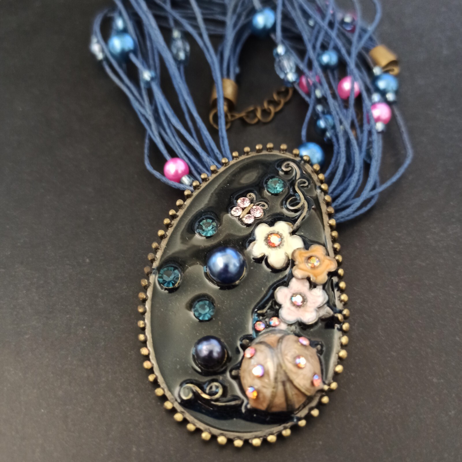 Statement Multi Strand Necklace Enamel Amorphic P… - image 10