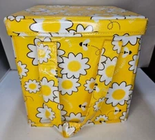 Sugar Booger Yellow Flowers/Bees Folding Storage Tote with Lid and Handles