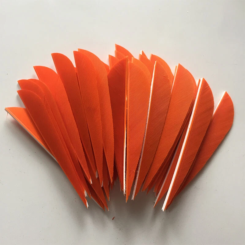 50PCS 3inch Orange Parabolic Fletches Feathers Fletching RW LW - Image 3 of 4