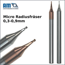 VHM Micro Radiusfräser ballnose end mill Mini Radiusfräser Ø 0,2 - 0,9