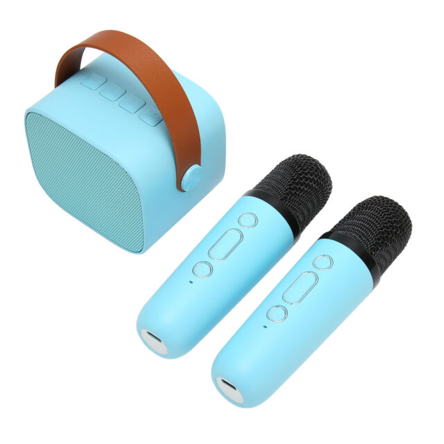 (Blue)Mini Karaoke Machine Portable Bluetooth Speaker With 2 Wireless