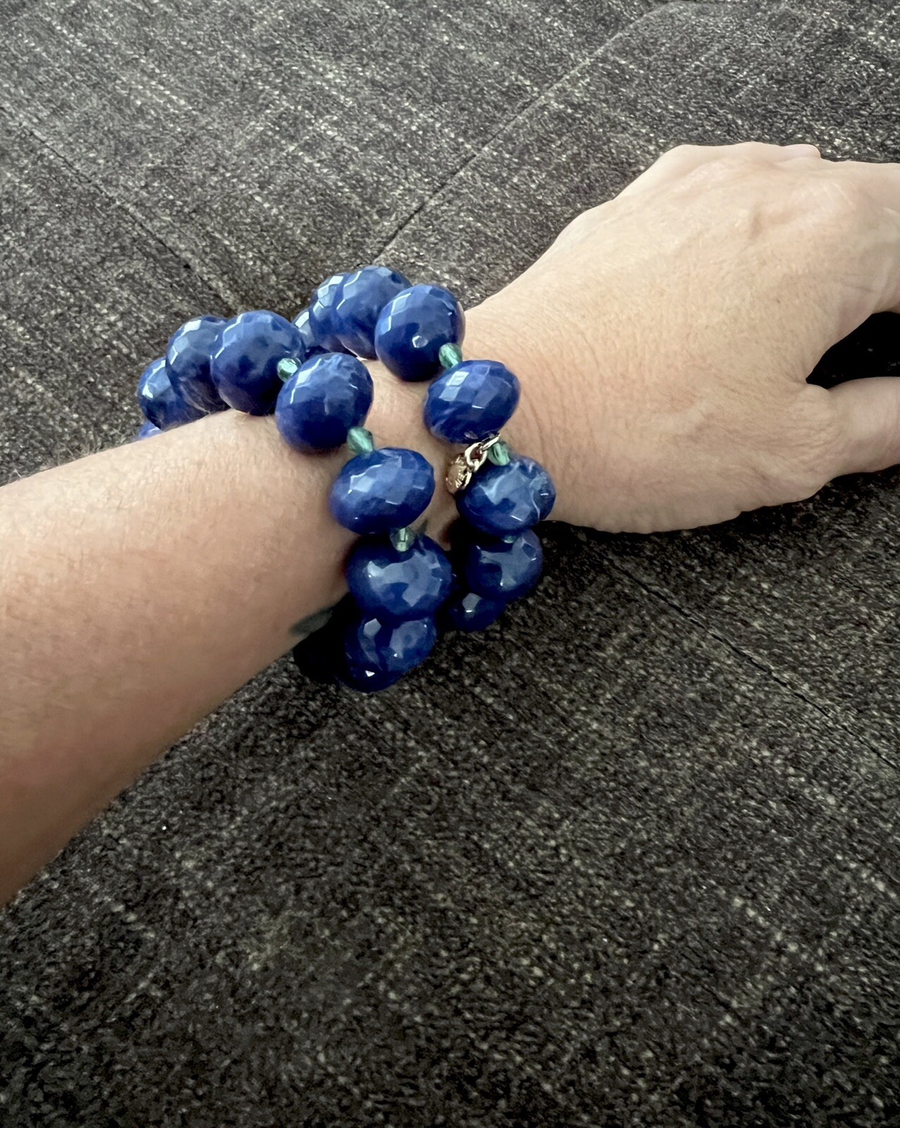 2 J.Crew Stackable Stretch Bracelets Chunky Blue … - image 4