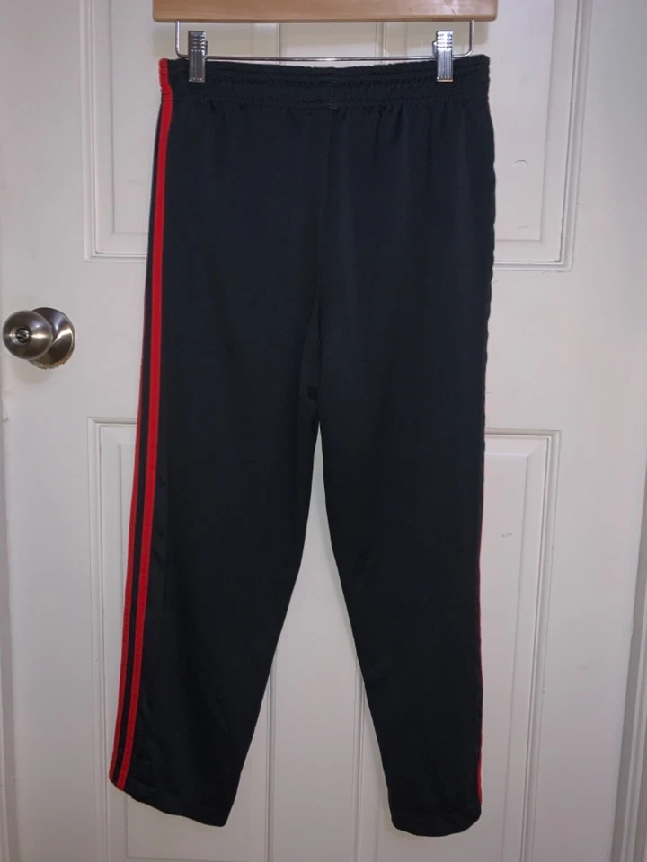 adidas 3 Stripe Track Gym Pants Gray Red Athletic Youth Size Medium GUC - Image 4 of 4