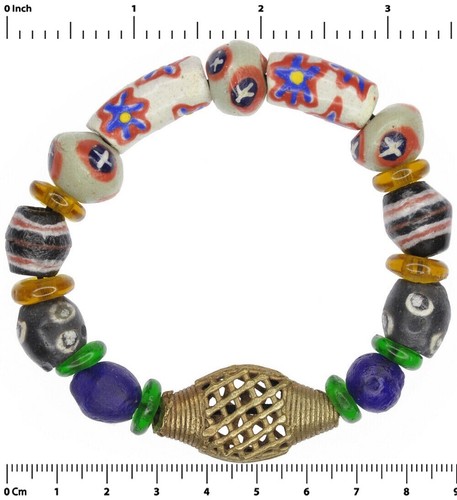 Collier Africain Ethnique Vintage - Perles De Verre Et Graines, Multicolore, Occasion