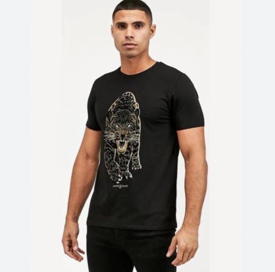 Avenzi Jeans Genus Pantera Tee Black Gold M L BNWT eBay