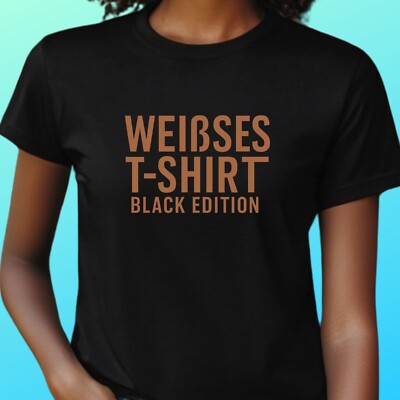 Women's T-Shirt White Tee Black Edition Motif Cotton Size S to 3XL