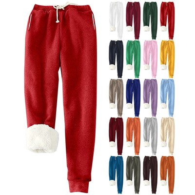 Women's Warm Lined Athletic Sweatpants High Waisted Drawstring Jogger Gym Pants