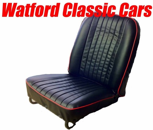 MGB Roadster and GT Pair of Seat Covers 1970 -1981 Leather look Black / Red - Picture 2 of 13