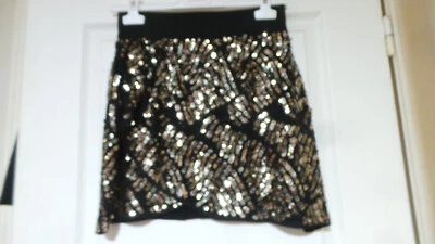 jupe courte noir strass doré zara taille S - Photo 1/3