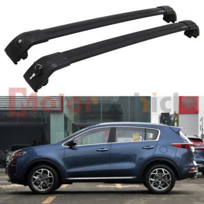 US Stock For KIA Sportage 2017-2022 Black Lockable Cross Bars Roof Rack Rails