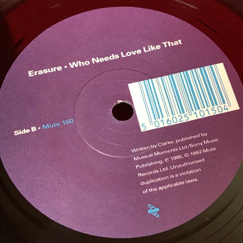 ERASURE Who Needs Love Like That 1992 UK 7" vinyl single original 45 - Picture 5 of 5