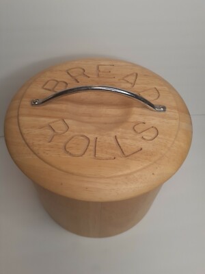 Wood cylinder bread rolls container made in phillipines see pictures
