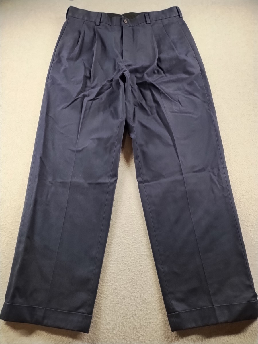 Brooks Brothers 346 Men's Dress Pant Size 35x30 Navy Blue Cuffed