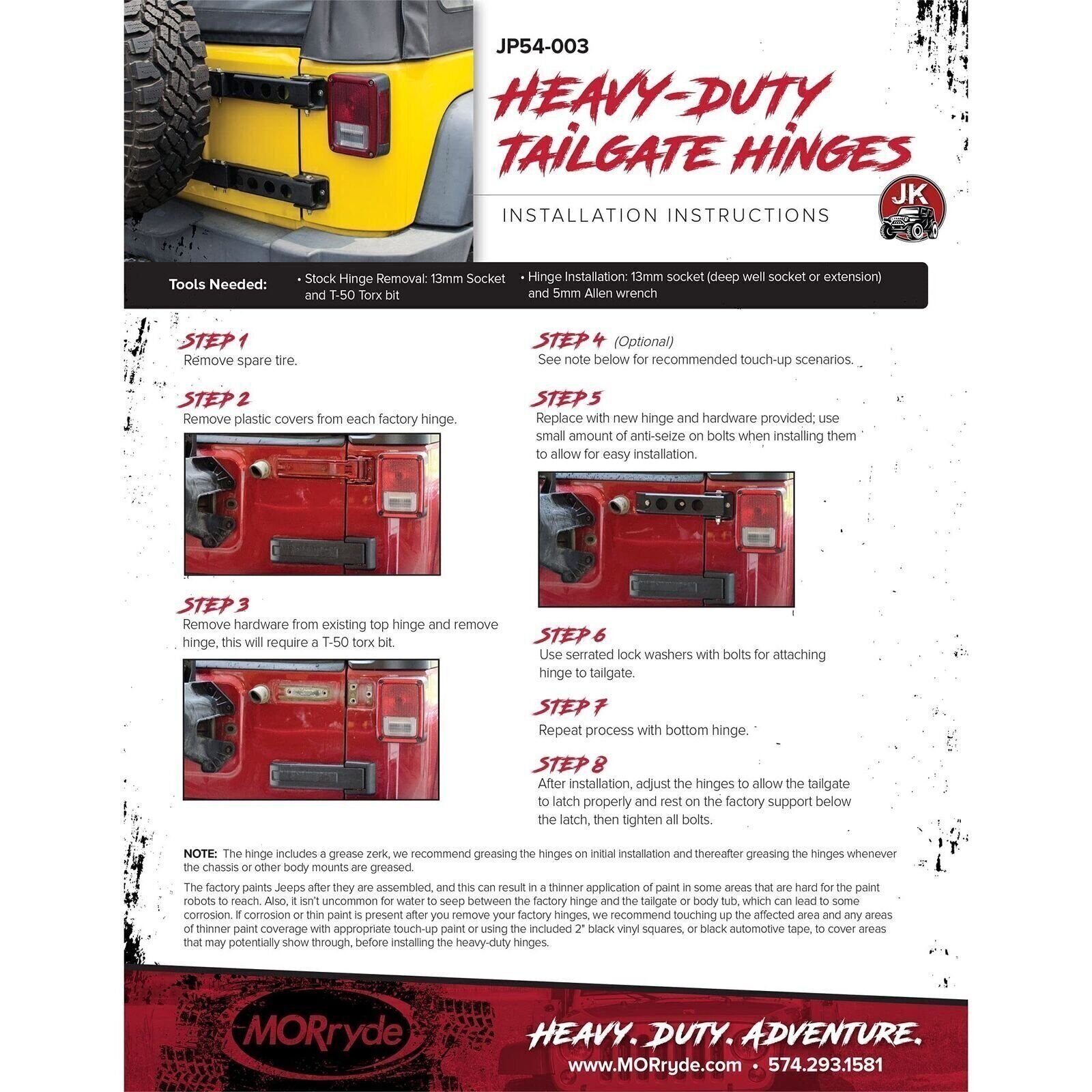 MORryde - JP54-003 - Heavy Duty Hinge - JK Model (07-15 Wrangler) | eBay