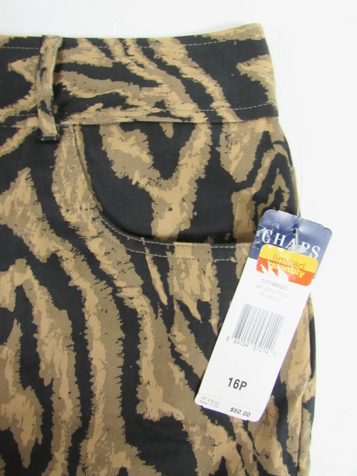 Chaps Animal Print Skirt Tiger Black Brown Tan Stretch New Women's 16 Petite - Image 2 of 4
