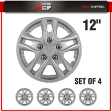 12 Inch Set Of 4 Wheel Covers Snap On Full Hub Caps Fit R12 Tire Rim Silver
