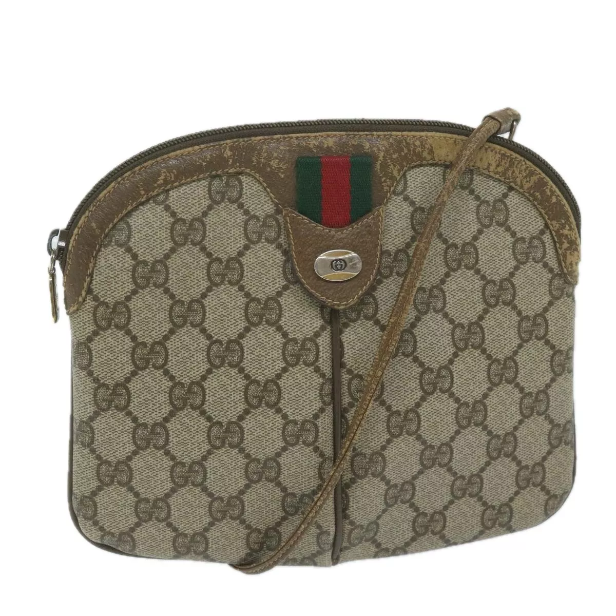 Sac à bandoulière GUCCI GG Supreme Web Sherry Line beige rouge 98 02 047 authentique th4497