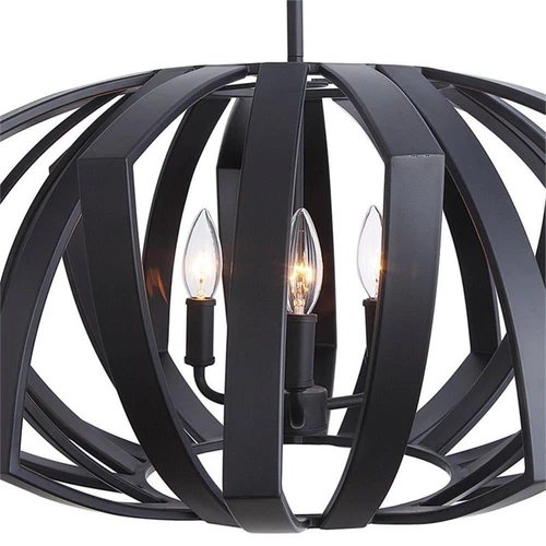 Uttermost Thales 3-Light Stainless Steel Geometric Pendant Light in Black - Picture 4 of 6