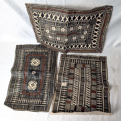 Vtg Fijian Bark Tapa Cloth Lot Placemat Set 3 Fiji Tiki Dinner 11x17 Place Mat