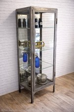 vintage polished metal medical cabinet
