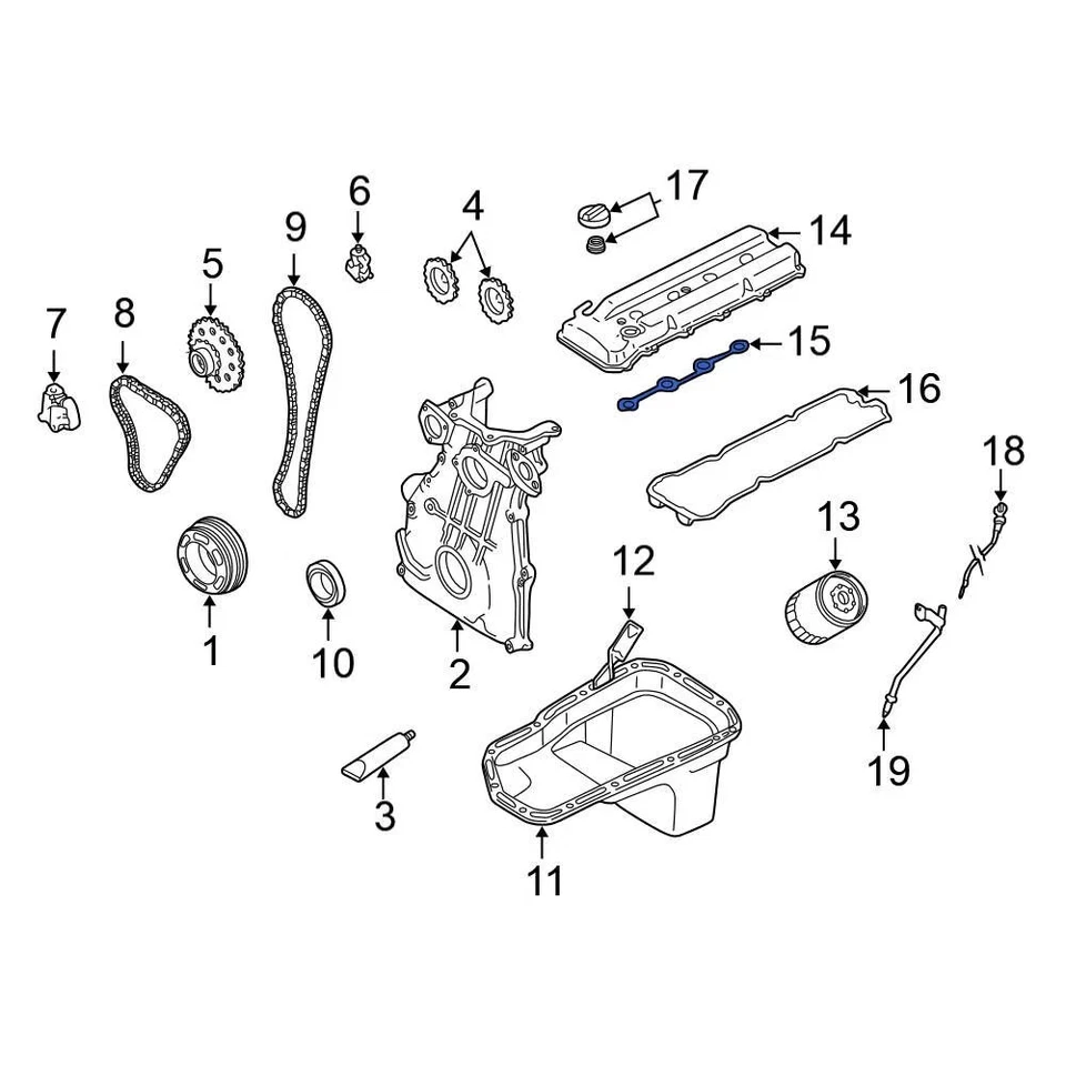 For Nissan Frontier 1999-2004 Nissan 132707B000 Engine Valve Cover Gasket Foto 3 de 4