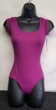 Motionwear Cap Sleeve Leotard Magenta Scoop Neckline Asymmetrical Cutout SZ SA