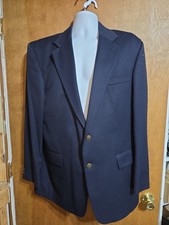 Oscar de la Renta Mens Navy Blue Blazer Sport Coat Jacket Gold Buttons 40R 42R