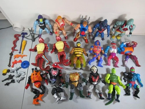 VINTAGE HE-MAN MOTU FIGURE LOT OF 17 FOR PARTS - MOSQUITOR, BLAST ATTACK, ETC