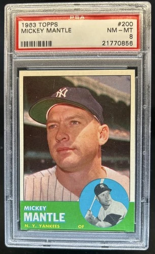 1963 Topps Mickey Mantle #200 New York Yankees PSA 8