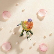 Magpie Figurine Box Hand-Painted Enamel Bird Jewelry Box Decorative for Women