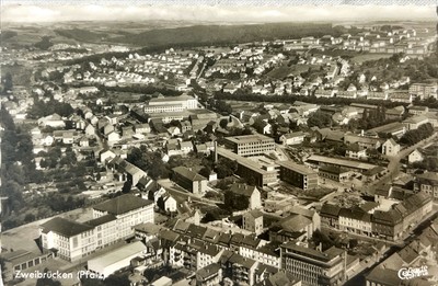 Zweibrücken Pfalz Germany Aerial View Real Photo Postcard