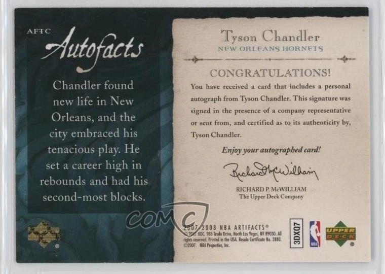 2007-08 Upper Deck Artifacts Autofacts Auto Tyson Chandler #AF-TC Auto - Image 2 of 2