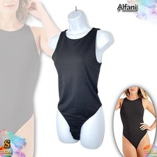 NWT Alfani Women's S High-Neck Thong Bodysuit 100131322 30, Black