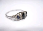 VINTAGE SAPPHIRE BLUE & CLEAR STONES STERLING 925 SILVER RING SIZE 8.25