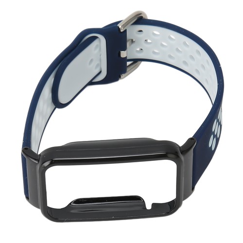 (Dark Blue White And Black Case)Breathable Silicone Watch Strap Band With - Picture 14 of 24