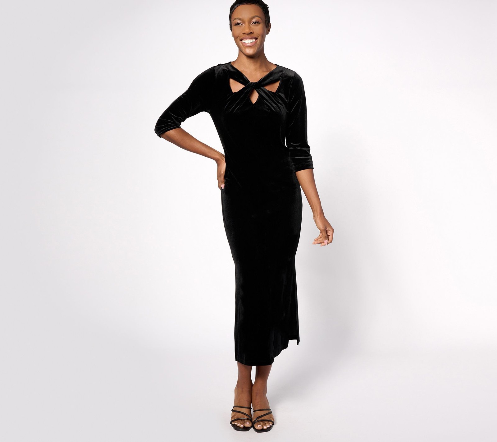 Black Velvet Knit Dress for Women - Size 2XS (XXS) Regular Fit A623421