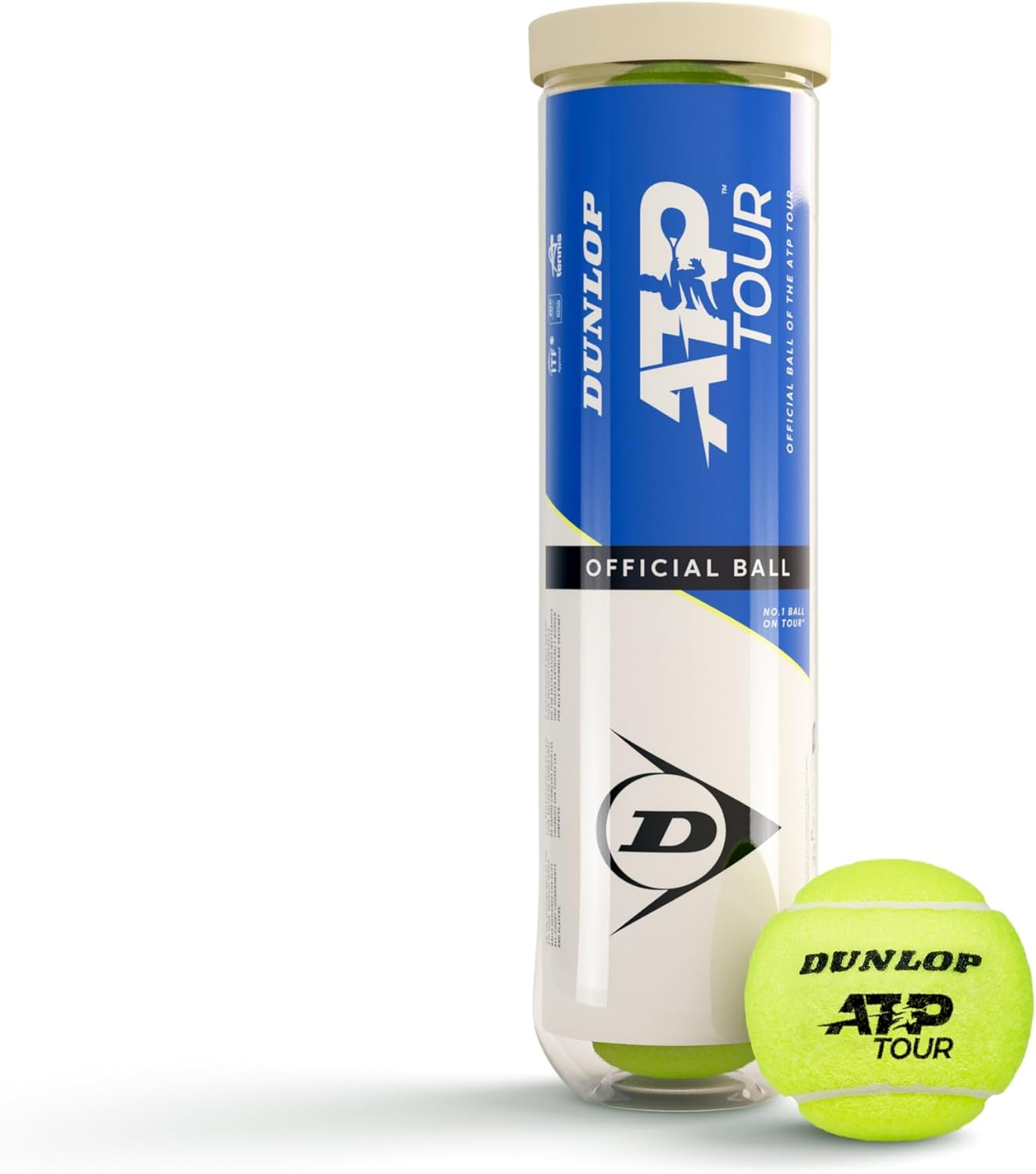 DUNLOP Tennis Ball ATP Tour - for Sand, Hard Court and Turf (4 Balls)