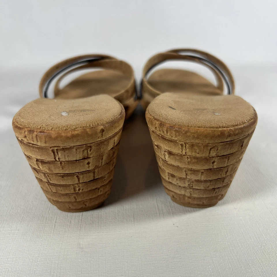 "Zapateros italianos zapatos tacón de cuña con corcho azul marino y tostado talla 7,5 2 1/2"" tacón" Foto 4 de 4