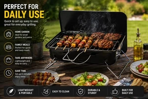 Charbon BBQ Grill Compact Tabletop Portable Pliant Piquant Camping Poêle
