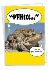 1 Funny Birthday Greeting Card w/Envelope - Frog Fart NobleWorks 0892