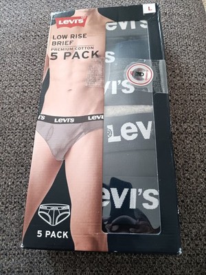 NEW LEVI'S LOW RISE BRIEFS 5-PACK MEN'S LG,, PREMIUM COTTON  NIB,,LOOK 