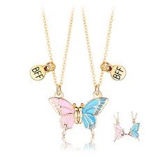Best Friend Necklace for 2 Girls Magnetic Butterfly Matching Necklaces for Best