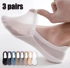 3 Pairs Mens Invisible Socks Non Slip Breathable Low Cut Trainer Socks UK